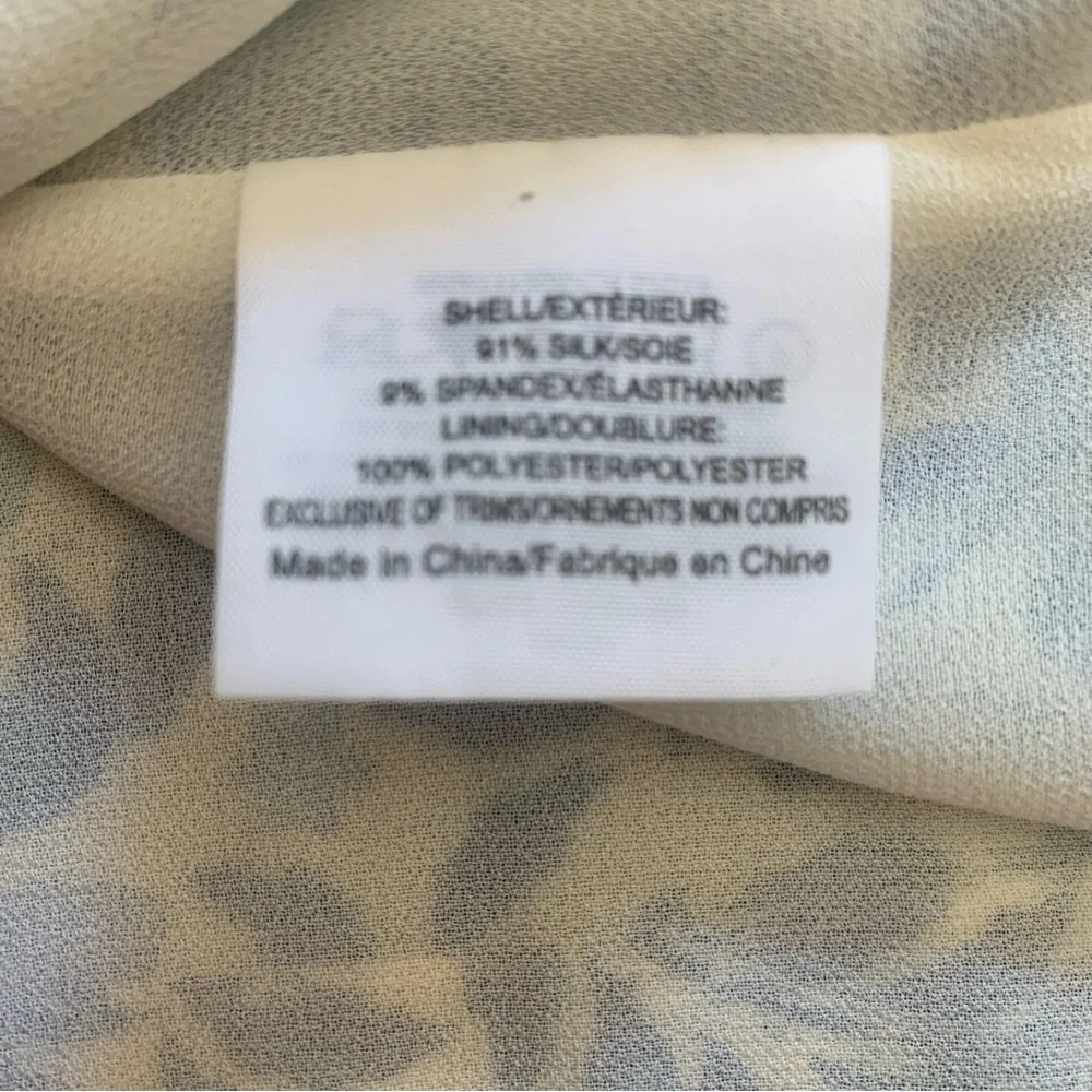 Tory Burch Top Size 2 Silk Floral Print Pompom Trim Button Up Blouse Blue White